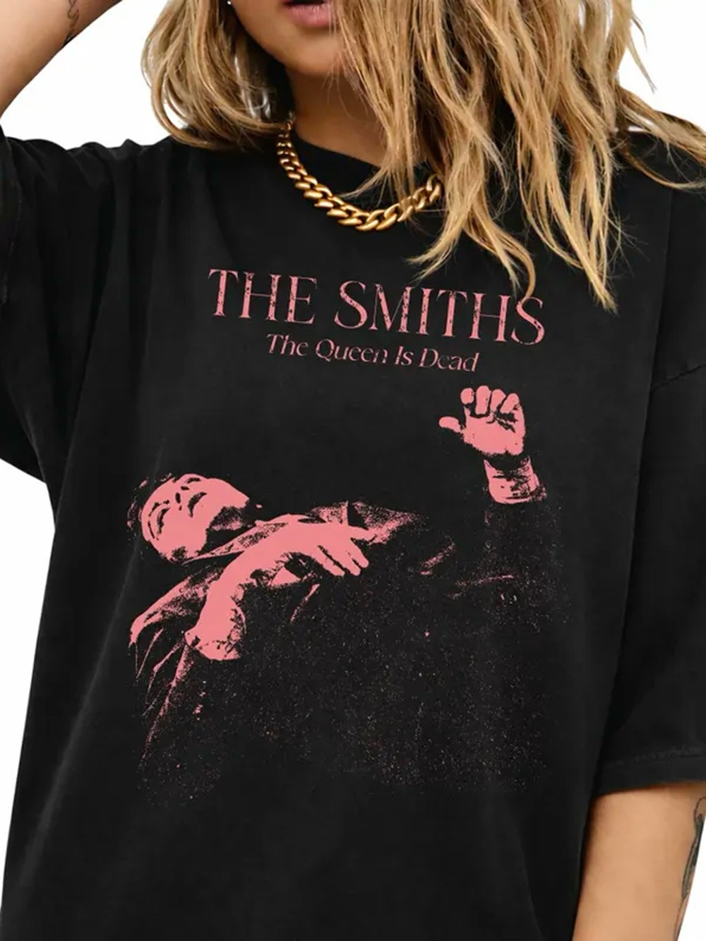 Alt Rock The Smiths The Queen Is Dead Pink Black Band Merch T-Shirt
